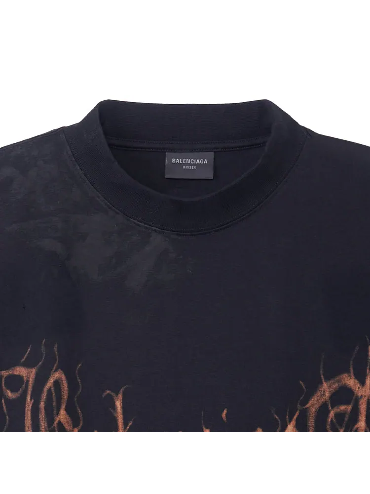 Футболка Balenciaga Heavy Metal T-shirt Large Fit 'Black Faded' — изображение 4 из 6, черный
