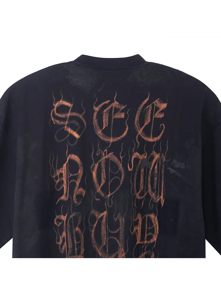 Футболка Balenciaga Heavy Metal T-shirt Large Fit 'Black Faded' — изображение 6 из 6, черный