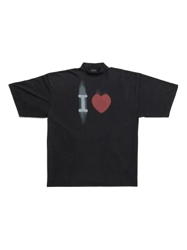 Футболка Balenciaga I Love T-shirt Large Fit 'Black' — изображение 1 из 4, черный