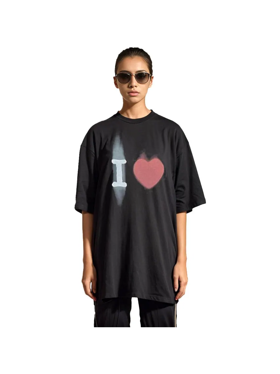 Футболка Balenciaga I Love T-shirt Large Fit 'Black' — изображение 3 из 4, черный