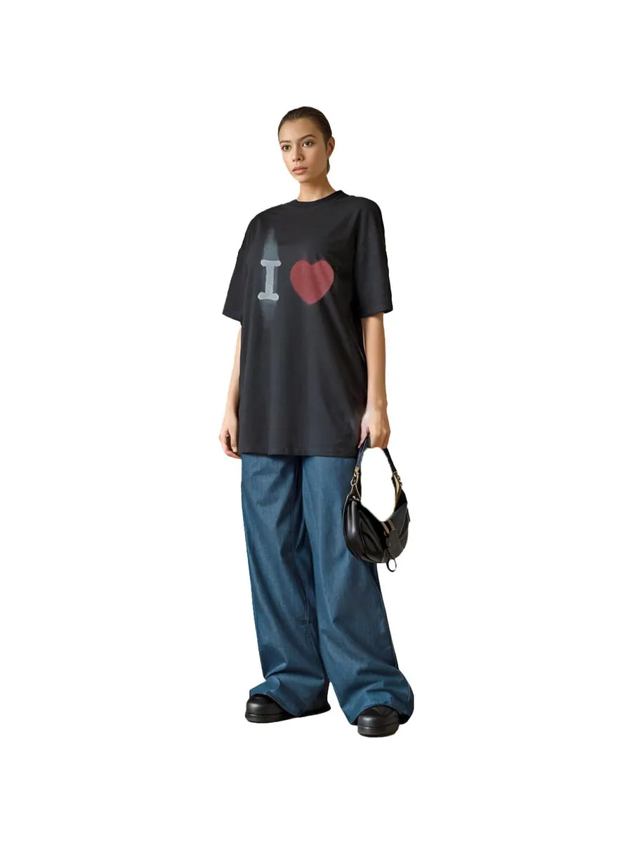 Футболка Balenciaga I Love T-shirt Large Fit 'Black' — изображение 4 из 4, черный