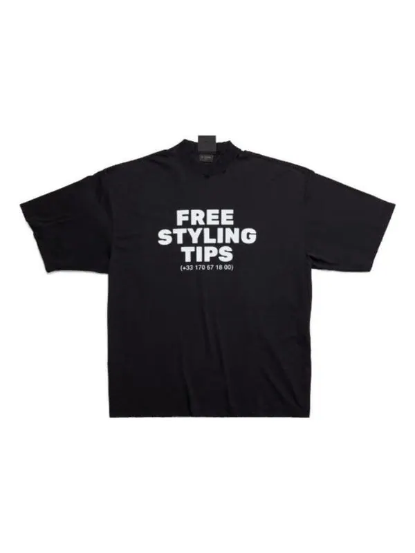 Футболка free styling tips t-shirt 'black white' Balenciaga — изображение 1 из 4, черный/белый