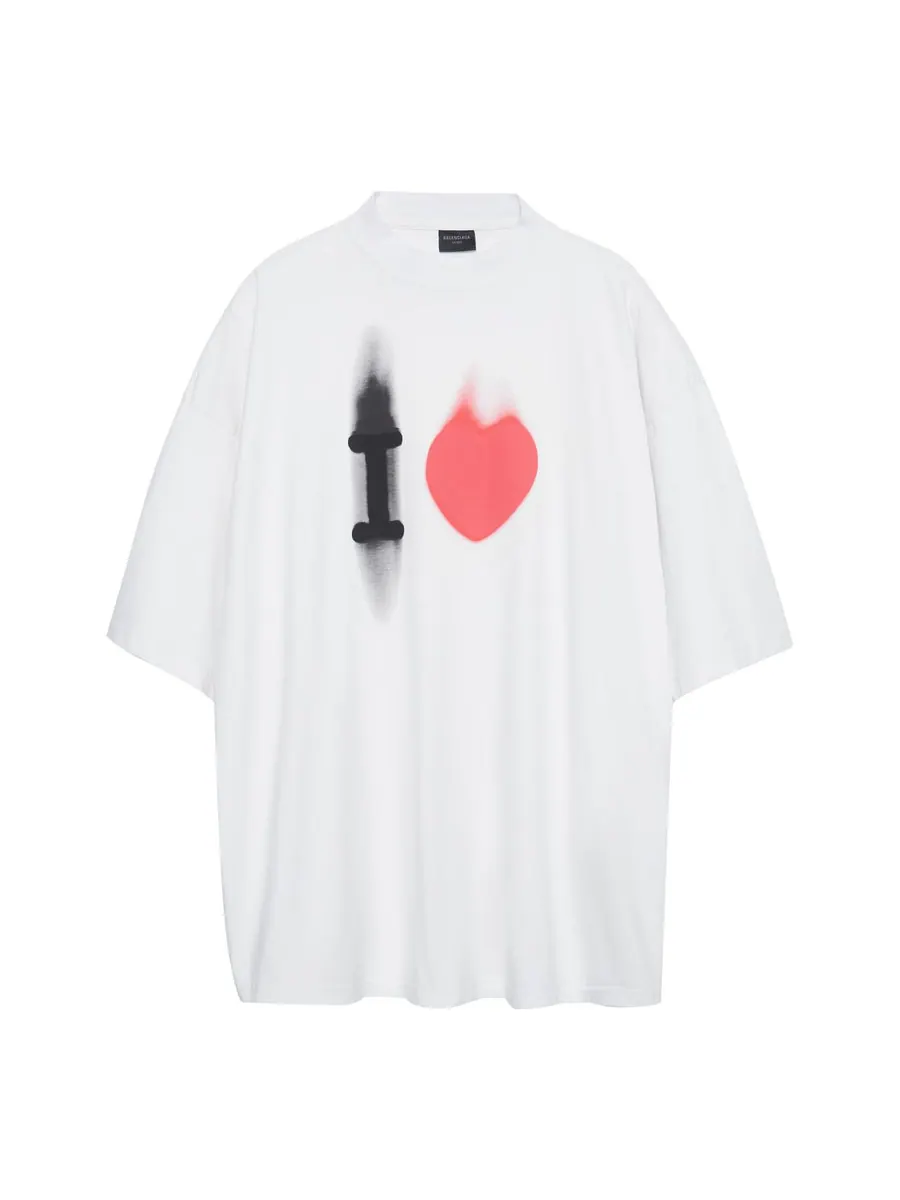 Футболка Balenciaga I Love T-shirt Large Fit 'White' — изображение 1 из 6, белый
