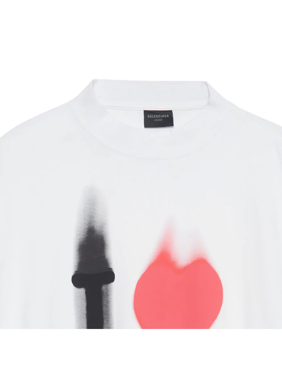 Футболка Balenciaga I Love T-shirt Large Fit 'White' — изображение 3 из 6, белый