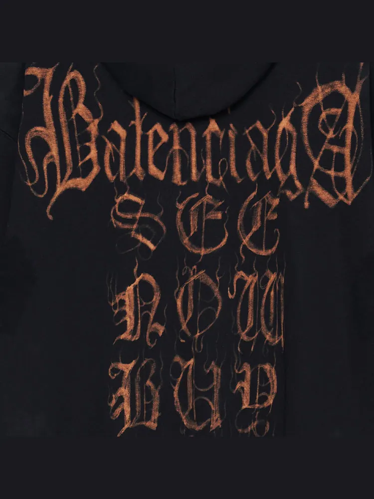 Куртка Balenciaga Heavy Metal Zip-Up Hoodie Small Fit 'Black Faded' — изображение 6 из 6, черный