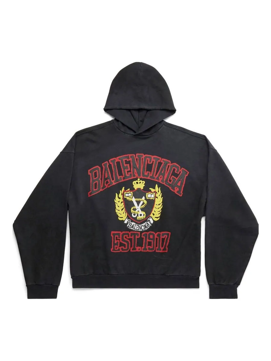 Худи Balenciaga DIY College Hoodie 'Black' — изображение 1 из 5, черный