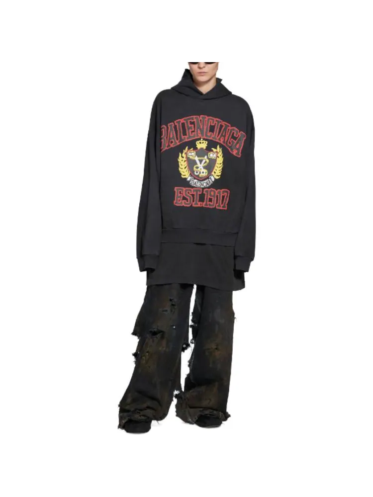 Худи Balenciaga DIY College Hoodie 'Black' — изображение 3 из 5, черный