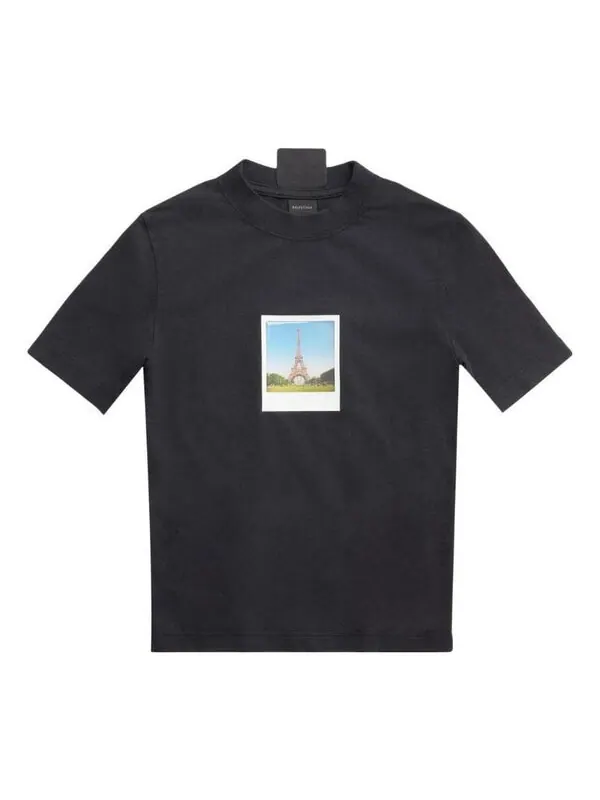 Футболка paris by day tight small fit t-shirt 'black faded' Balenciaga — изображение 1 из 4, черный