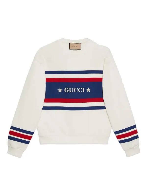 Свитер Gucci cotton jersey sweatshirt with embroidery 'off white'