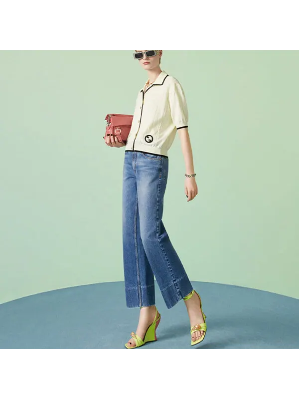 Рубашка Gucci Cotton Cardigan, с логотипом Interlocking G — изображение 4 из 4, белый