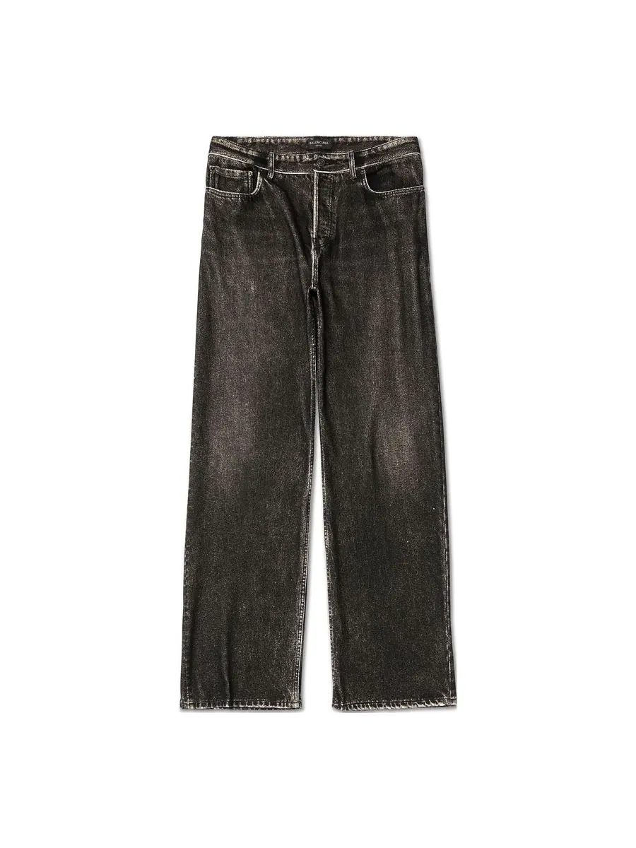 Спортивные брюки Balenciaga Denim Trompe L'oeil Pants 'Black' — изображение 1 из 7, черный
