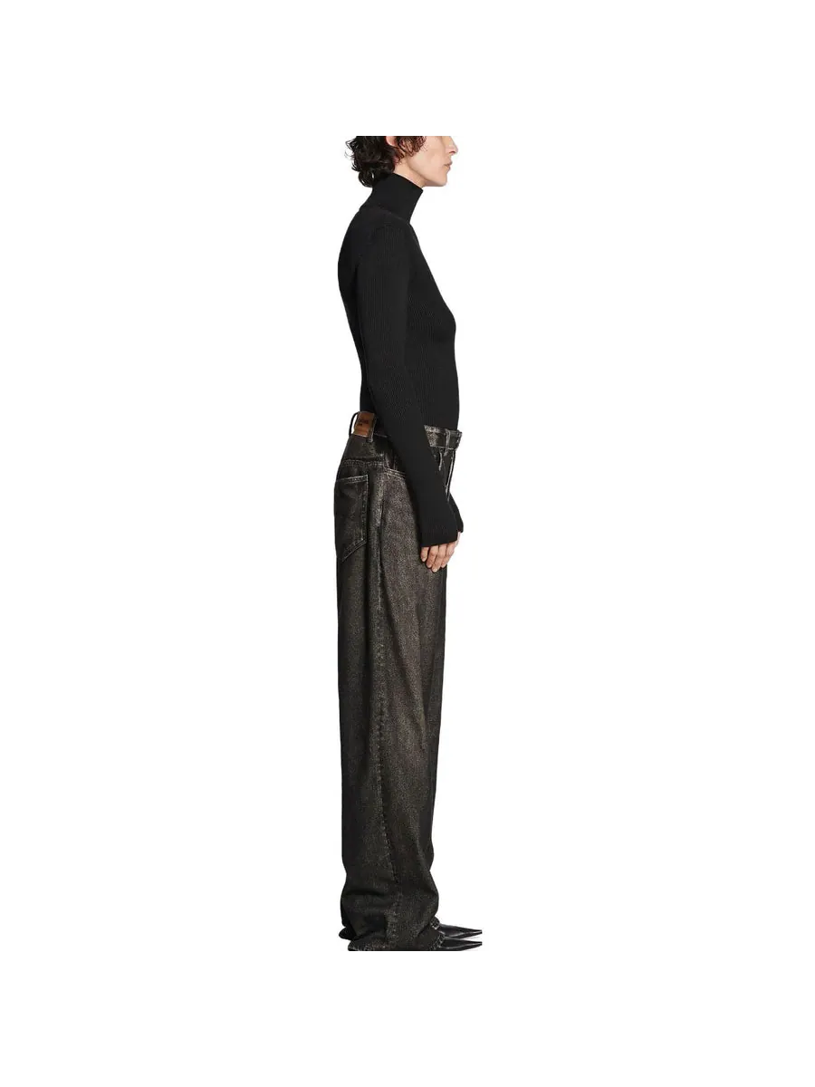 Спортивные брюки Balenciaga Denim Trompe L'oeil Pants 'Black' — изображение 5 из 7, черный