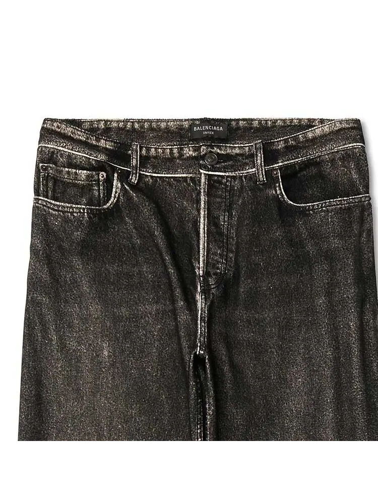 Спортивные брюки Balenciaga Denim Trompe L'oeil Pants 'Black' — изображение 7 из 7, черный