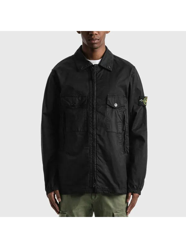Куртка cotton overshirt 'black' Stone Island — изображение 3 из 4, черный