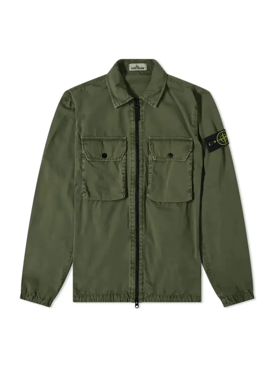 Куртка STONE ISLAND 2 Pocket Brushed Cotton Shirt Jacket 'Sage' — изображение 1 из 3, зеленый
