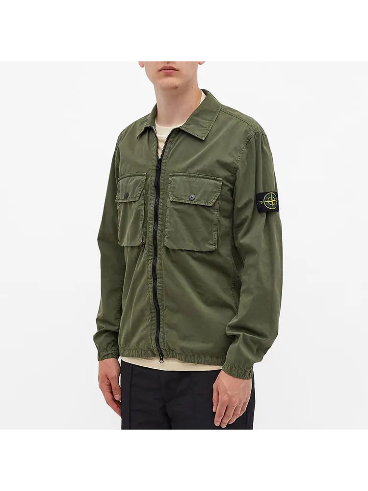 Куртка STONE ISLAND 2 Pocket Brushed Cotton Shirt Jacket 'Sage' — изображение 3 из 3, зеленый
