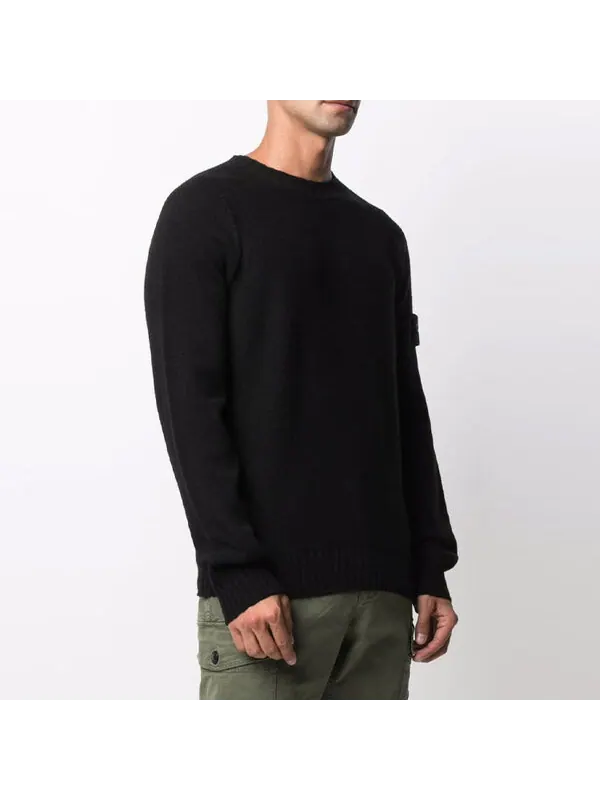 Свитер lambswool crew knit 'black' Stone Island — изображение 3 из 3, черный