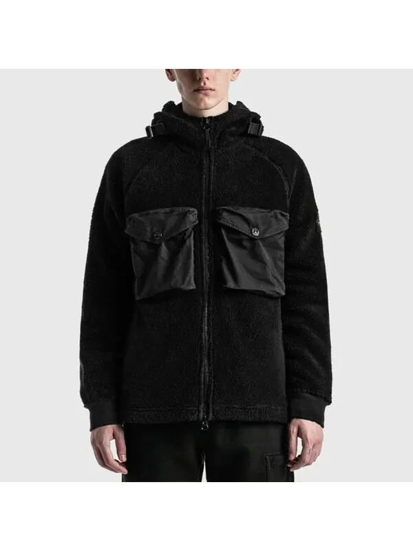 Куртка cotton pile garment dyed sweatshirt 'black' Stone Island — изображение 3 из 4, черный