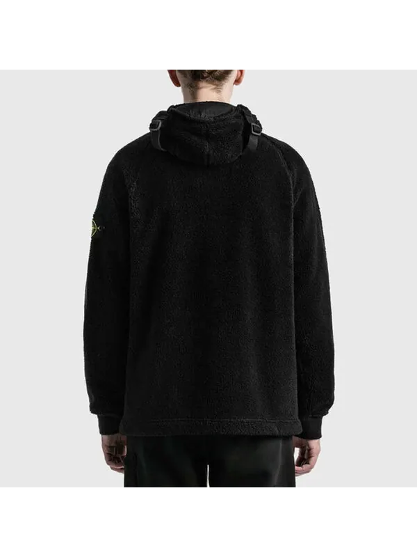 Куртка cotton pile garment dyed sweatshirt 'black' Stone Island — изображение 4 из 4, черный