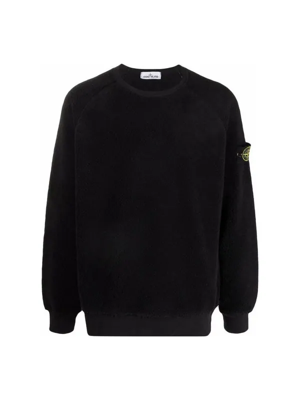 Толстовка fleece crewneck sweatshirt 'black' Stone Island — изображение 1 из 3, черный