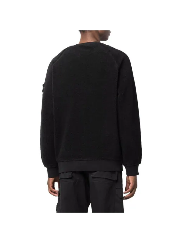 Толстовка fleece crewneck sweatshirt 'black' Stone Island — изображение 2 из 3, черный