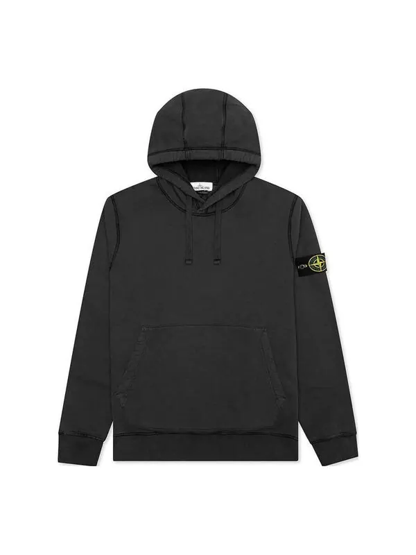 Толстовка hooded sweatshirt 'charcoal' Stone Island — изображение 1 из 2, черный
