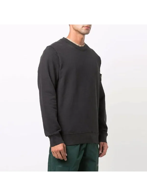 Толстовка logo patch sweatshirt 'black' Stone Island — изображение 3 из 3, черный