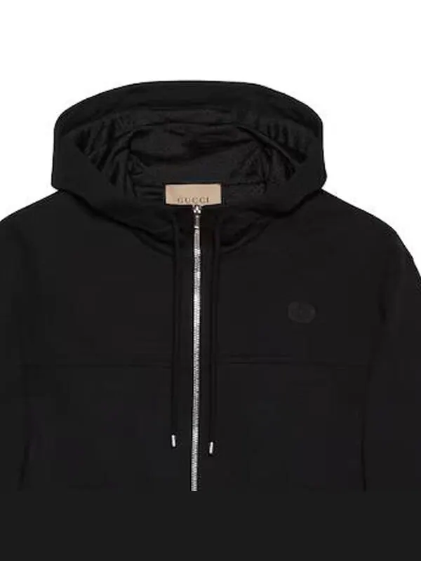 Куртка Gucci Cotton Jersey Hooded Jacket with Web — изображение 4 из 4, черный