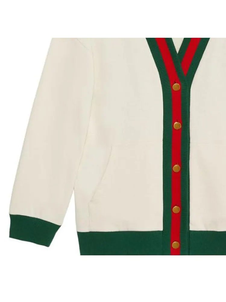 Кардиган Gucci Cotton Jersey Cardigan With Web — изображение 5 из 6, белый