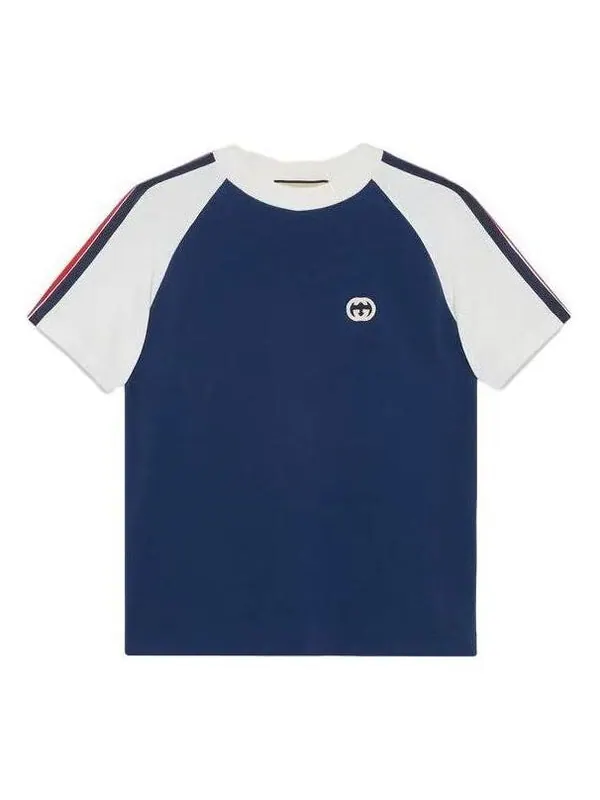 Футболка Gucci Cotton Jersey T-Shirt with Patch — изображение 1 из 4, синий/белый