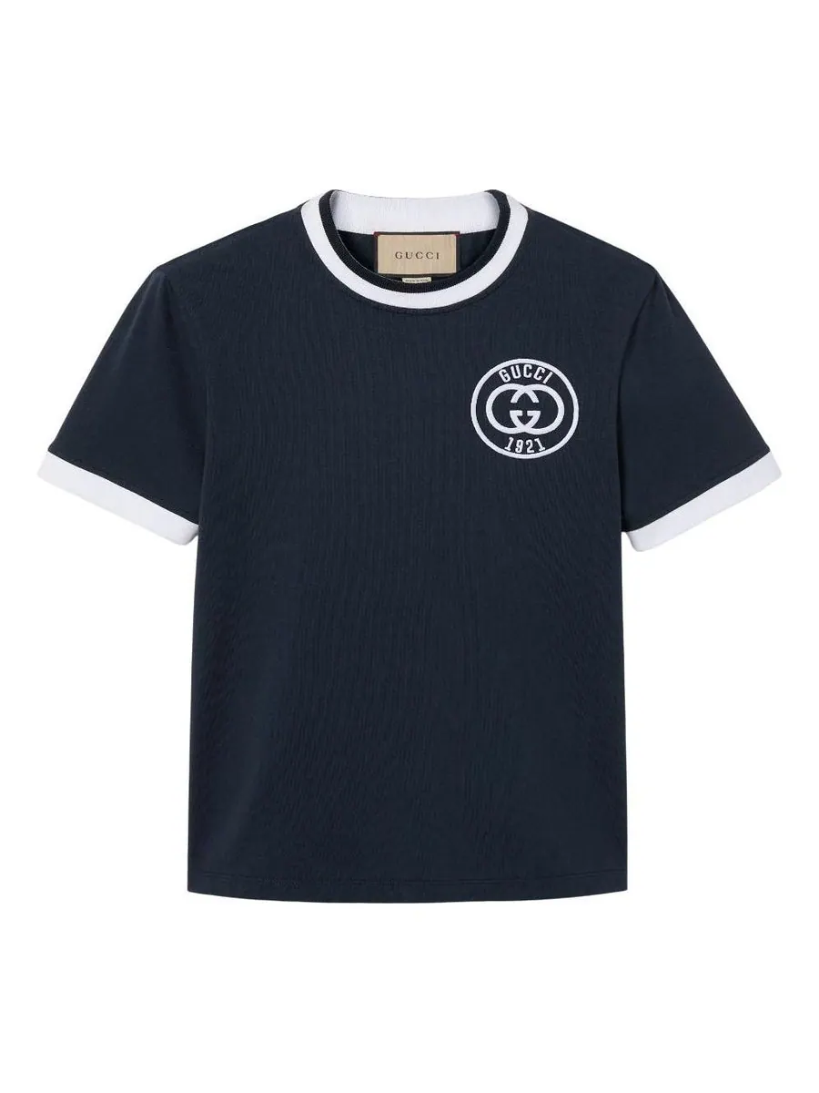 Футболка Gucci Gucci Embroidery Navy, с вышивкой — изображение 1 из 1, темно-синий