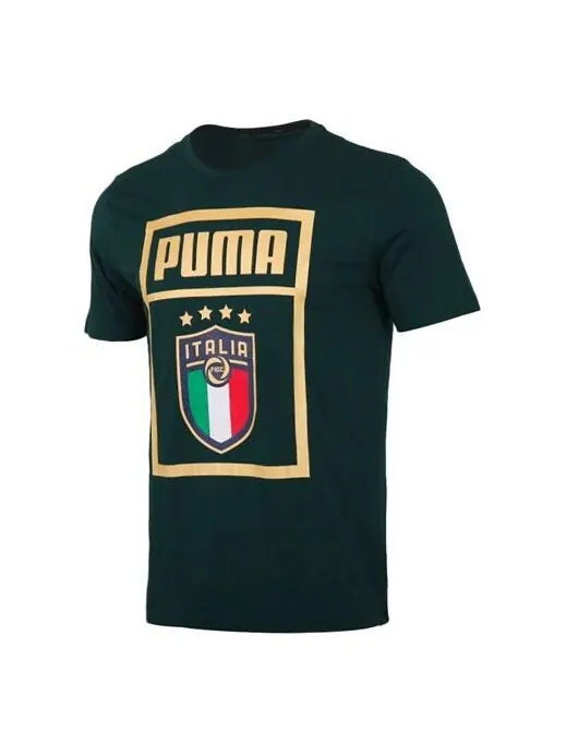 Футболка large printing breathable casual round neck short sleeve green Puma — изображение 1 из 4, зеленый