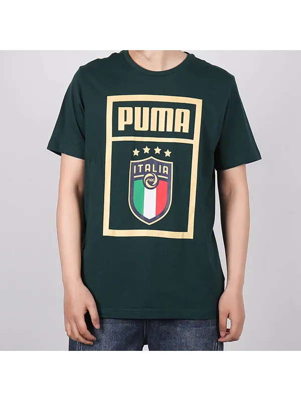 Футболка large printing breathable casual round neck short sleeve green Puma — изображение 3 из 4, зеленый
