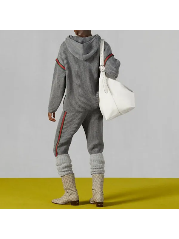 Толстовка wool cashmere sweater with hood 'grey' Gucci — изображение 3 из 4, серый