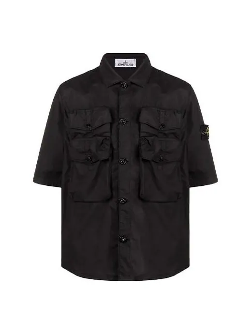 Рубашка garment dyed shirt 'black' Stone Island — изображение 1 из 4, черный