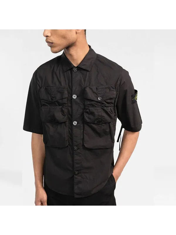 Рубашка garment dyed shirt 'black' Stone Island — изображение 2 из 4, черный