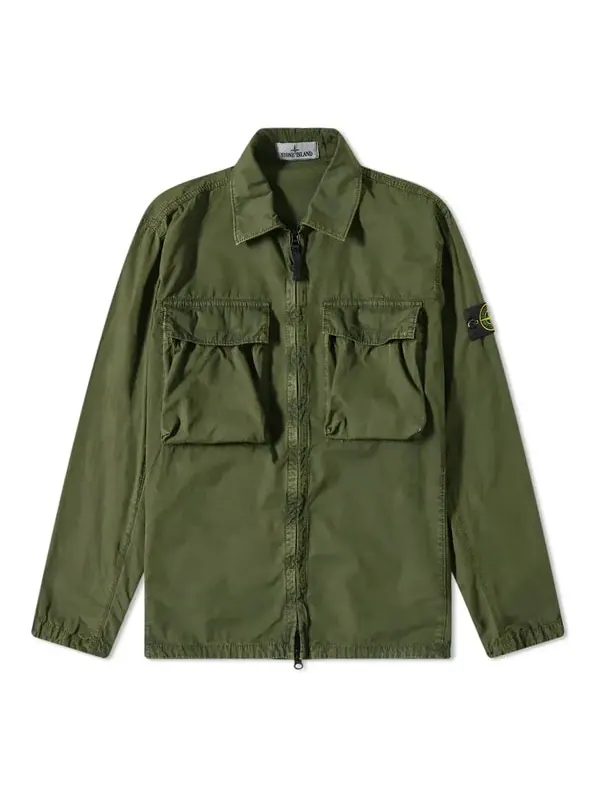 Куртка brushed cotton 2-pocket shirt jacket 'olive' Stone Island — изображение 1 из 3, оливковый зеленый