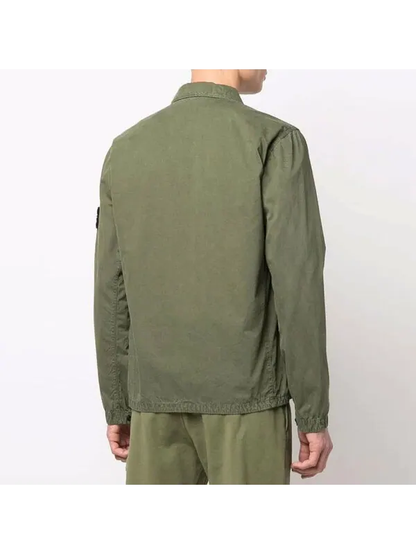 Куртка brushed cotton 2-pocket shirt jacket 'olive' Stone Island — изображение 2 из 3, оливковый зеленый