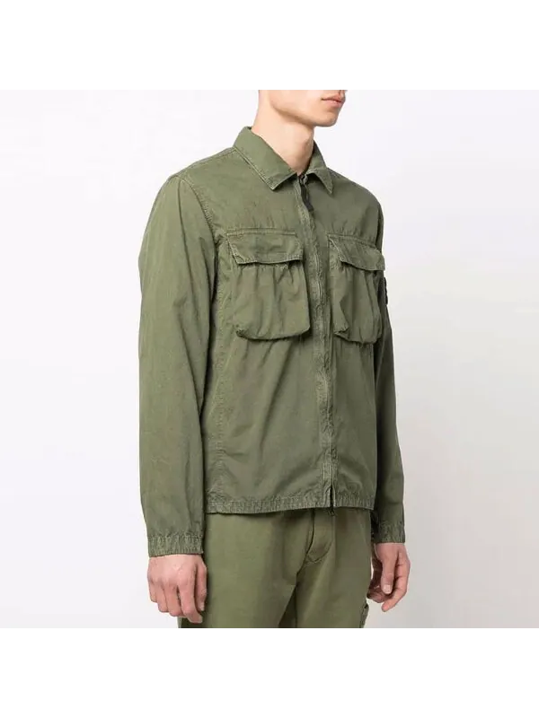Куртка brushed cotton 2-pocket shirt jacket 'olive' Stone Island — изображение 3 из 3, оливковый зеленый