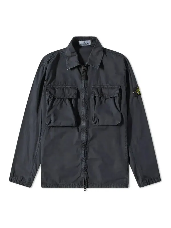 Куртка brushed cotton 2-pocket shirt jacket 'charcoal' Stone Island — изображение 1 из 2, черный