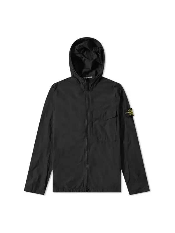 Куртка naslan light hooded overshirt 'black' Stone Island — изображение 1 из 3, черный