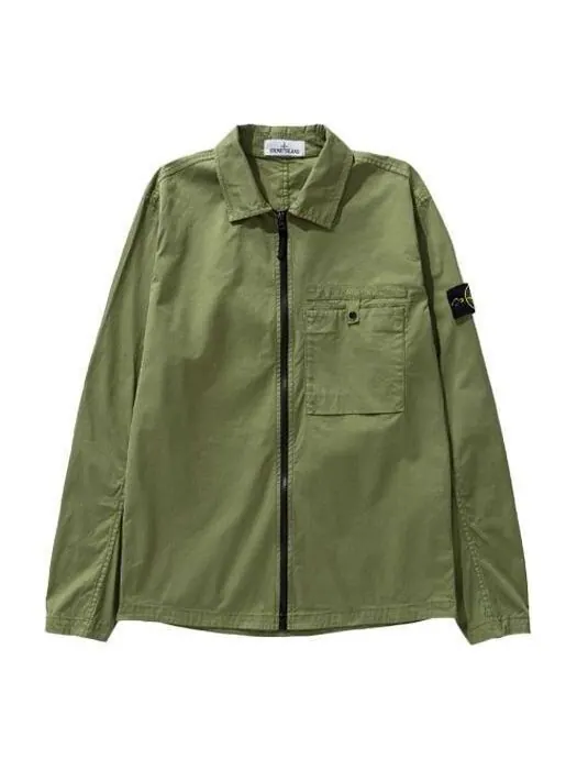 Куртка supima cotton shirt jacket 'olive' Stone Island — изображение 1 из 4, оливковый зеленый