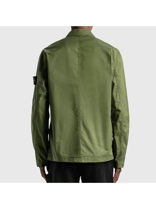 Куртка supima cotton shirt jacket 'olive' Stone Island — изображение 3 из 4, оливковый зеленый