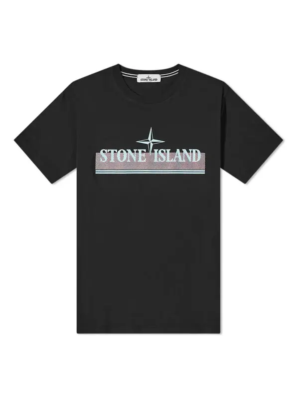 Футболка tricromia print t-shirt 'black' Stone Island — изображение 1 из 2, черный