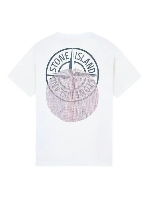 Футболка tricromia three print t-shirt 'white' Stone Island — изображение 1 из 2, белый