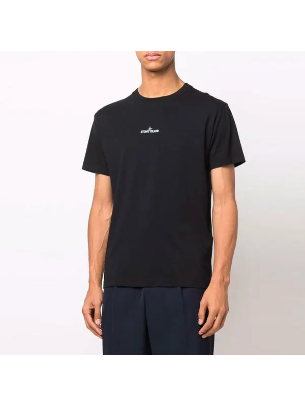 Футболка tricromia three print t-shirt 'black' Stone Island — изображение 3 из 4, черный