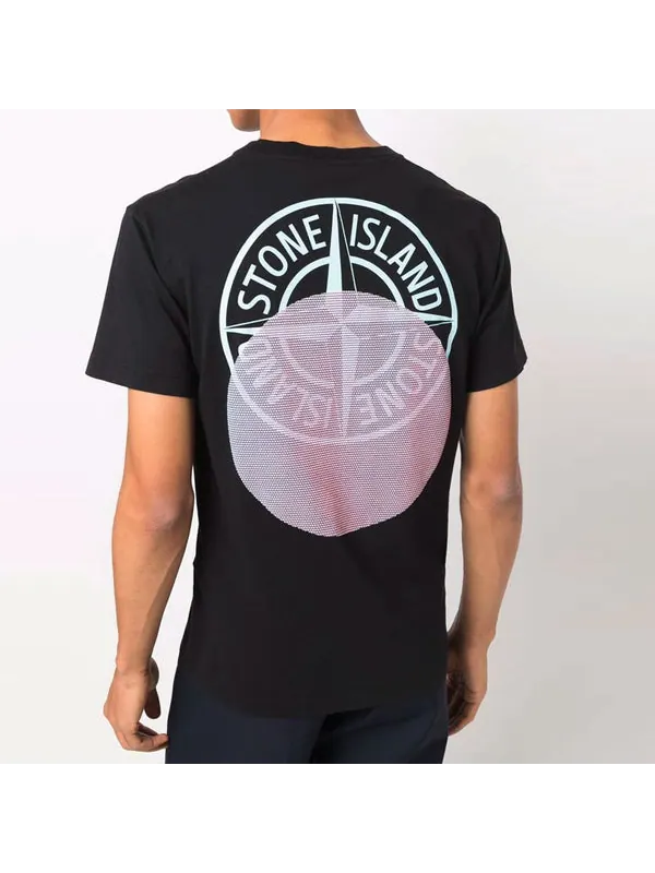 Футболка tricromia three print t-shirt 'black' Stone Island — изображение 4 из 4, черный
