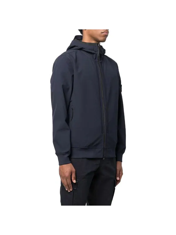 Куртка soft shell-r hooded jacket 'navy' Stone Island — изображение 3 из 3, темно-синий