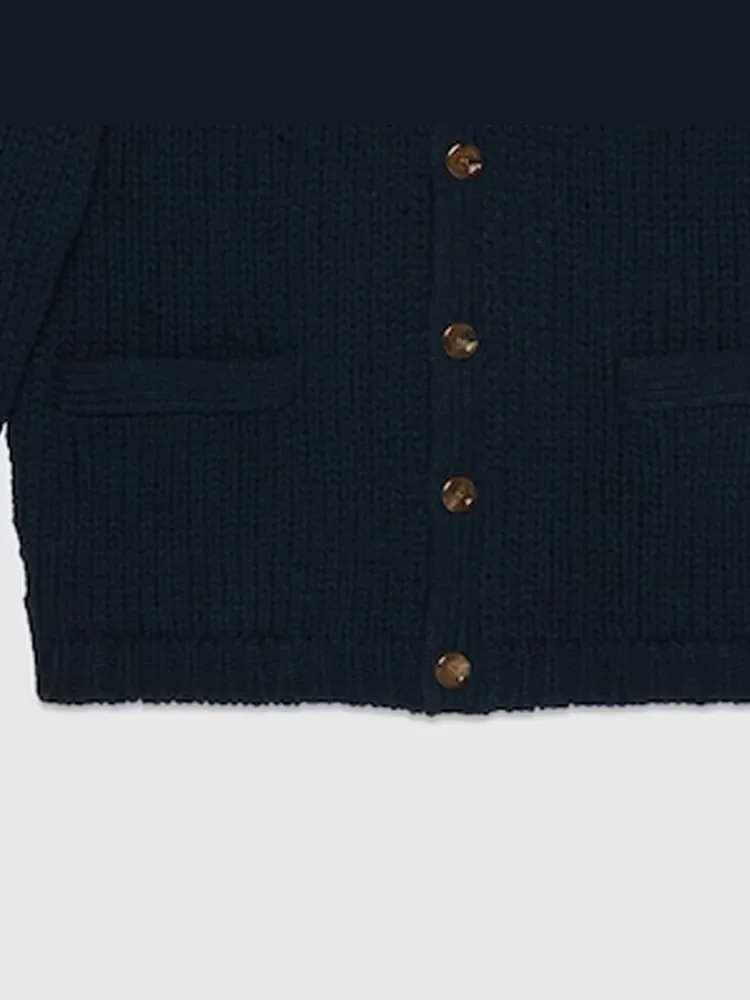 Кардиган Gucci Knit Wool Cardigan With Gucci Intarsia — изображение 6 из 6, синий