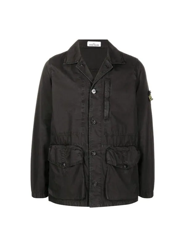 Куртка logo patch button fastening jacket 'black' Stone Island — изображение 1 из 3, черный